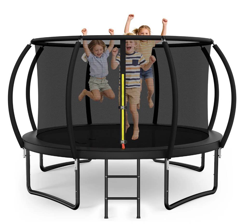 MammyGol Trampoline 12FT , Recreational Trampolines with Enclosure Net and Ladder, Outdoor Trampoline for Kids and Adults