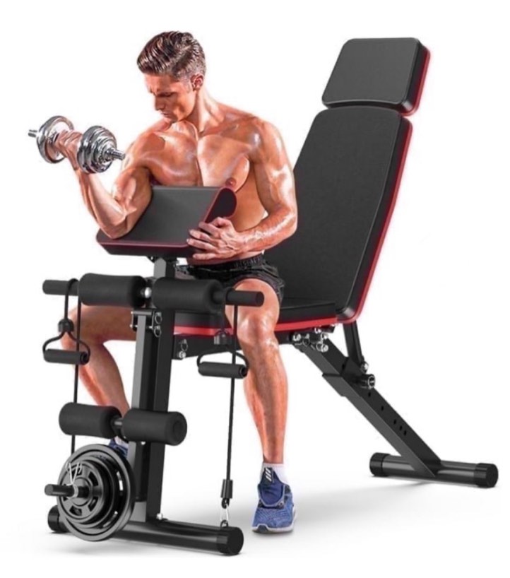 gikpal 7 positions adjustable weight bench with extended headrest and leg extension foldable workout bench weight bench press for full body strength training maximum weight 770 lbs.