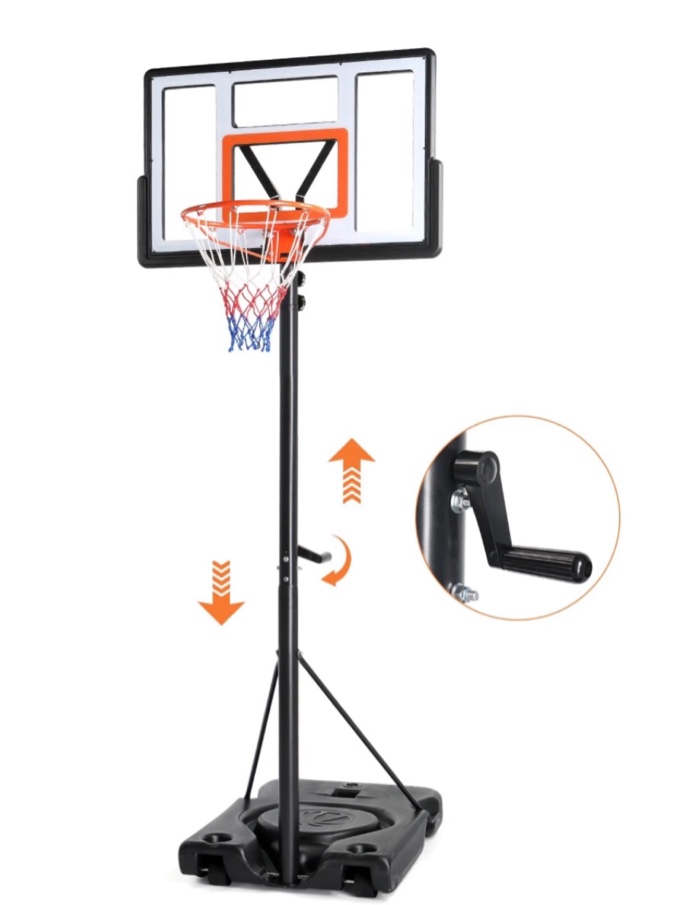 ktaxon 33in portable basketball hoop outdoor, 5-8.5ft adjustable handle basketball hoop goal system for adults