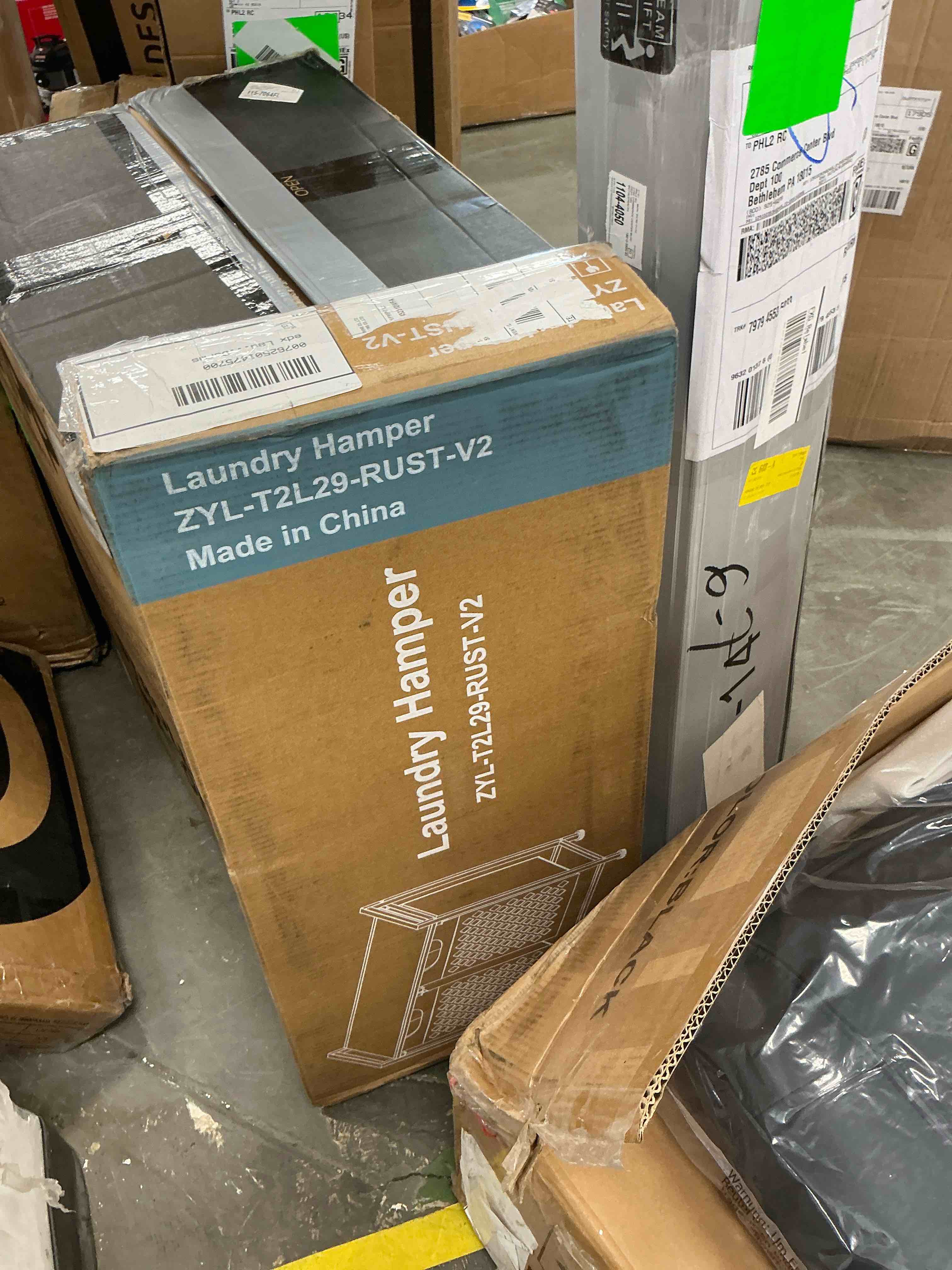 Condition photo showing New/Like New for edx laundry hamper with 2 pull-out removable laundry bags clothes sorter with shelf and wheels(adjustable feet)  2 x 11.2 gallons (42.5 liters) for laundry rooms  bathrooms and dorms