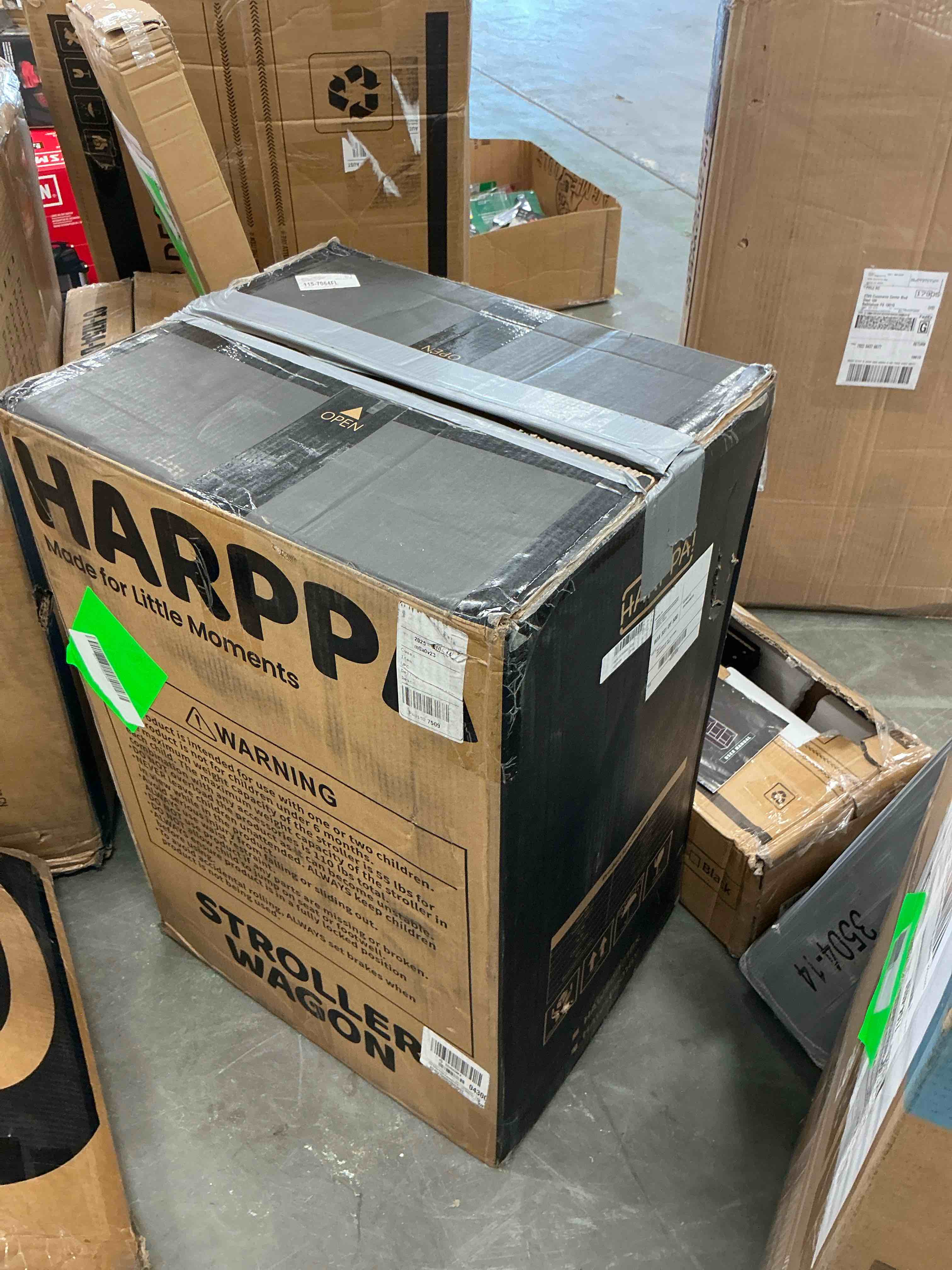 Condition photo showing Good Condition for harppa foldable wagon stroller for 2 toddlers with pull & push handle, canopy, 32.9lbs, gray