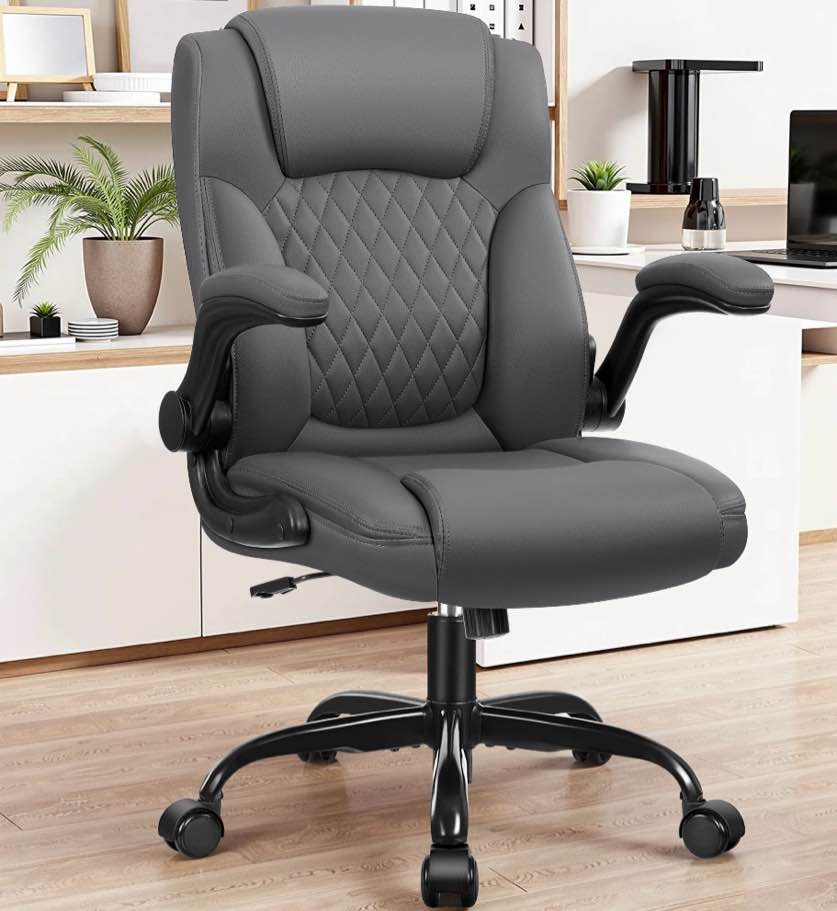 coolhut leather office chair, big and tall office chair 400lbs wide seat ergonomic computer desk chair high back executive leather chair adjustable task chair lumbar back, dark gray