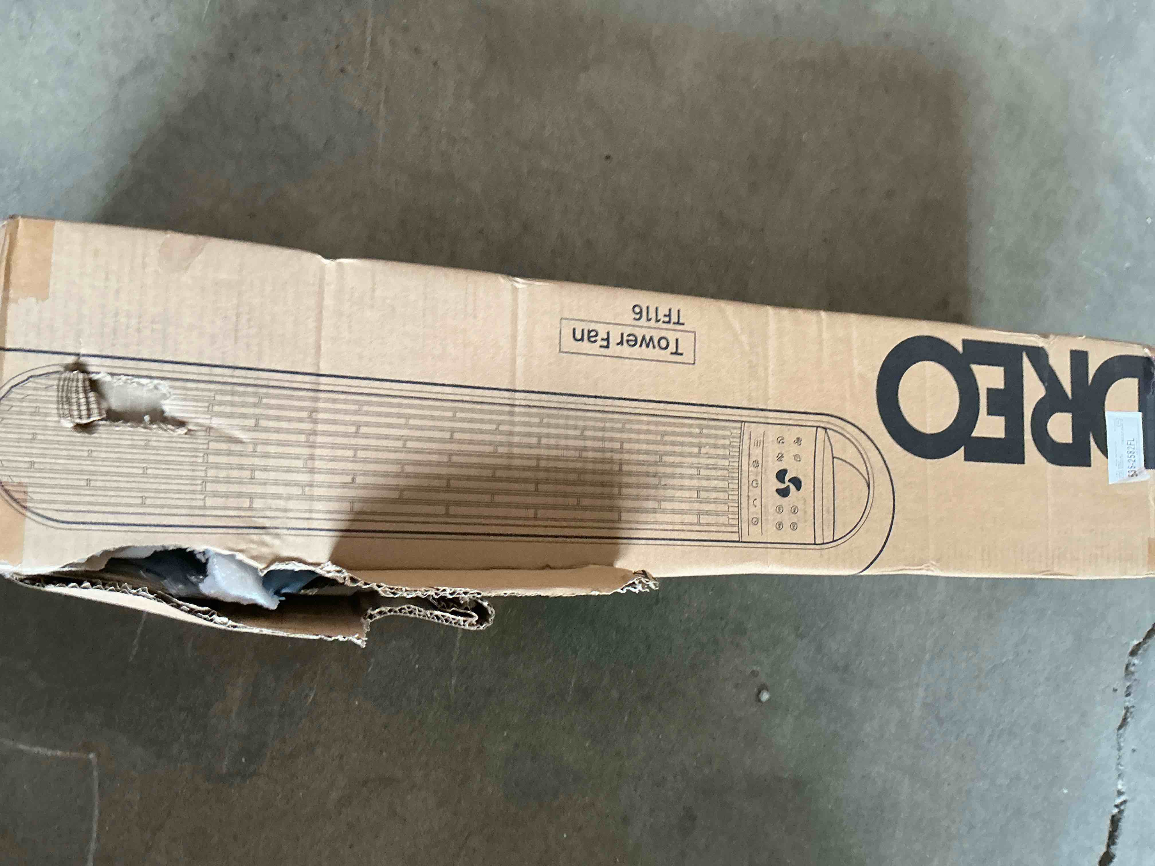 Condition photo showing New/Like New for dreo tower fans for home, 32" standing floor fan, 26 ft/s bladeless fan with remote, 90° oscillating, 3 modes, 3 speeds, led display, 8h timer, quiet room fan