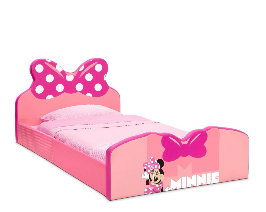 Condition photo showing Good Condition for disney minnie mouse upholstered twin bed by delta children, pink
