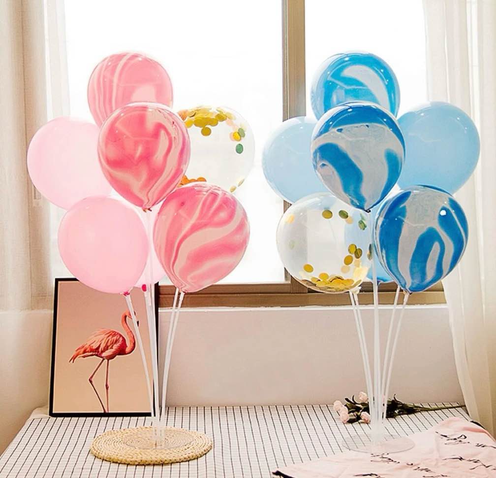 8 sets balloon stand kits, balloon sticks holder with base for table baby shower gender reveal birthday party decoration, polyvinyl chloride (pvc)