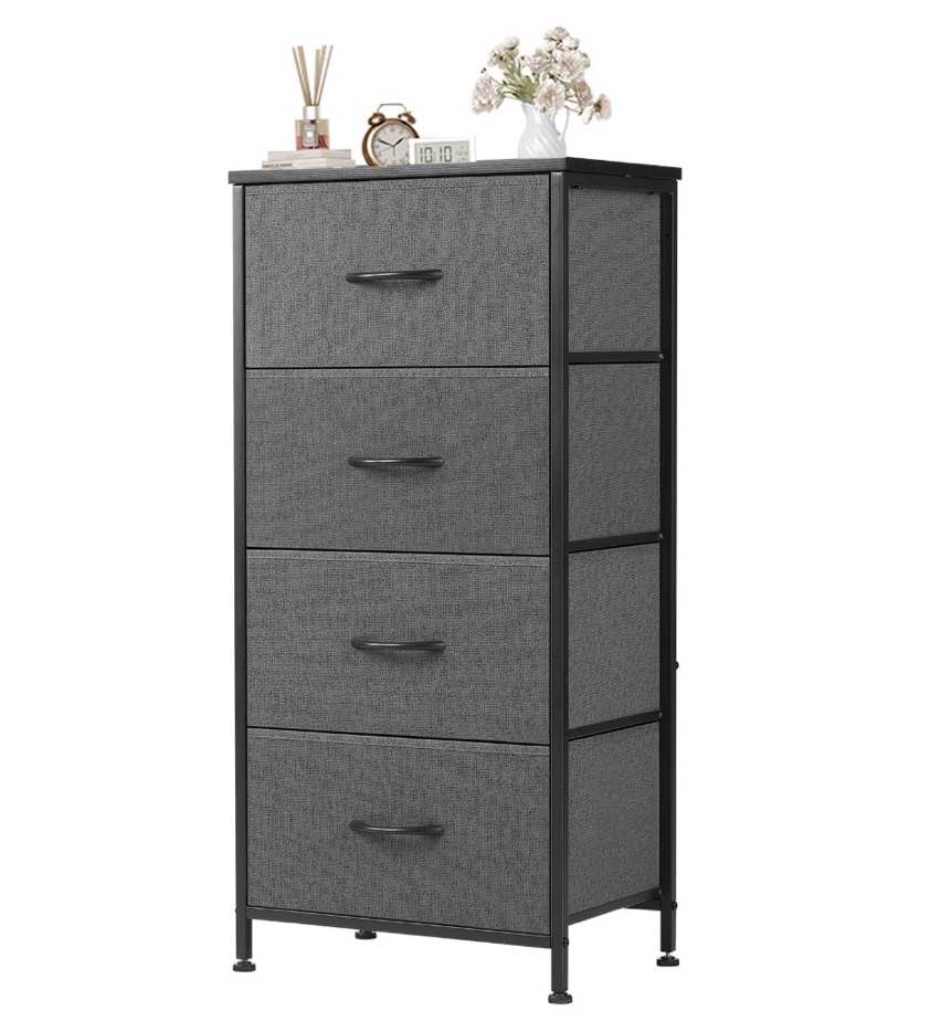 concetta 4-drawer fabric dresser storage chest for bedroom, closet, storage furniture for adults, gray