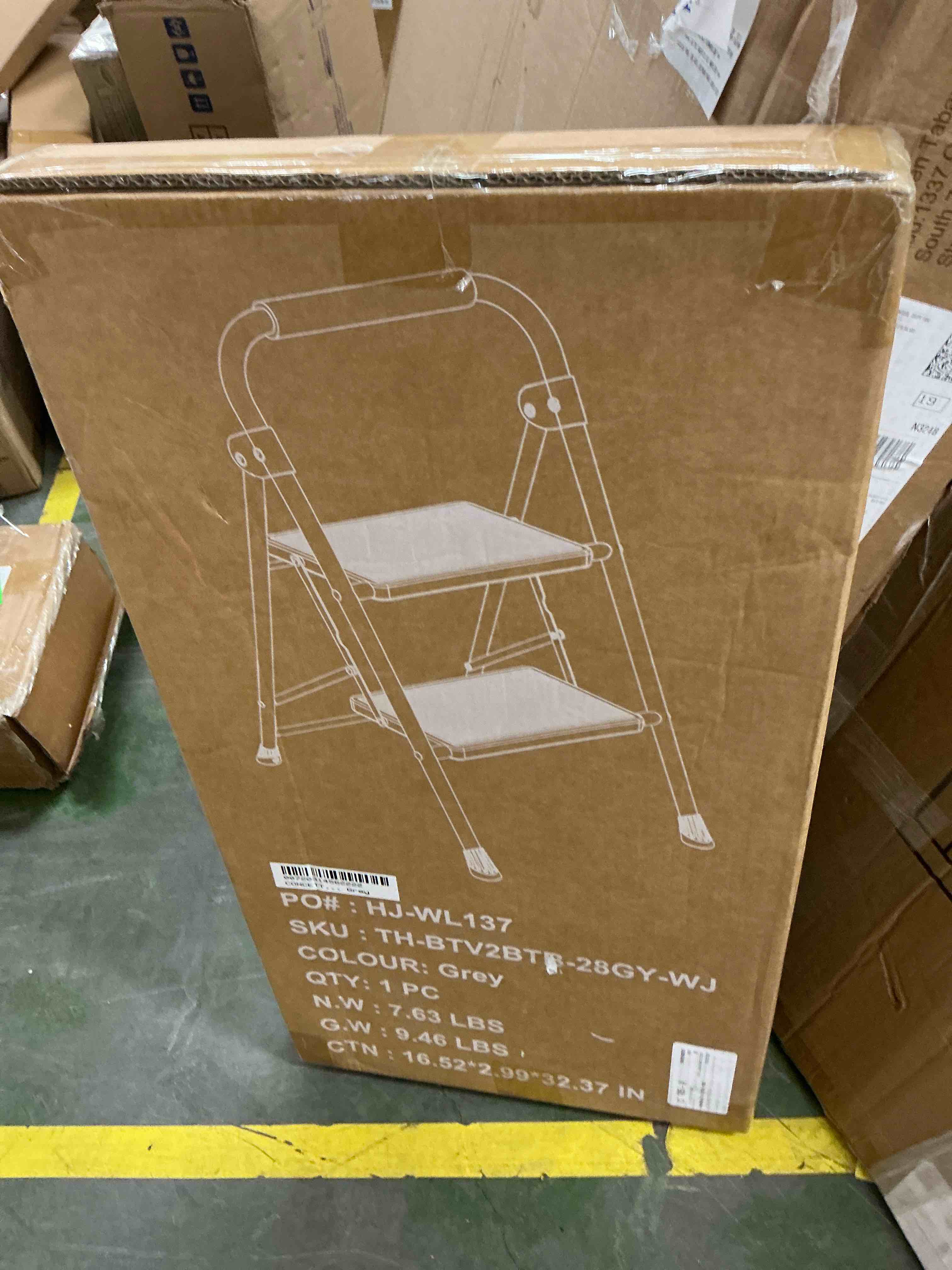 Condition photo showing New/Like New for concetta 28 inch iron stepstool 2 folding stepstool with non-slip pedals and comfortable handrails sturdy steel ladder portable heavy duty stepstool