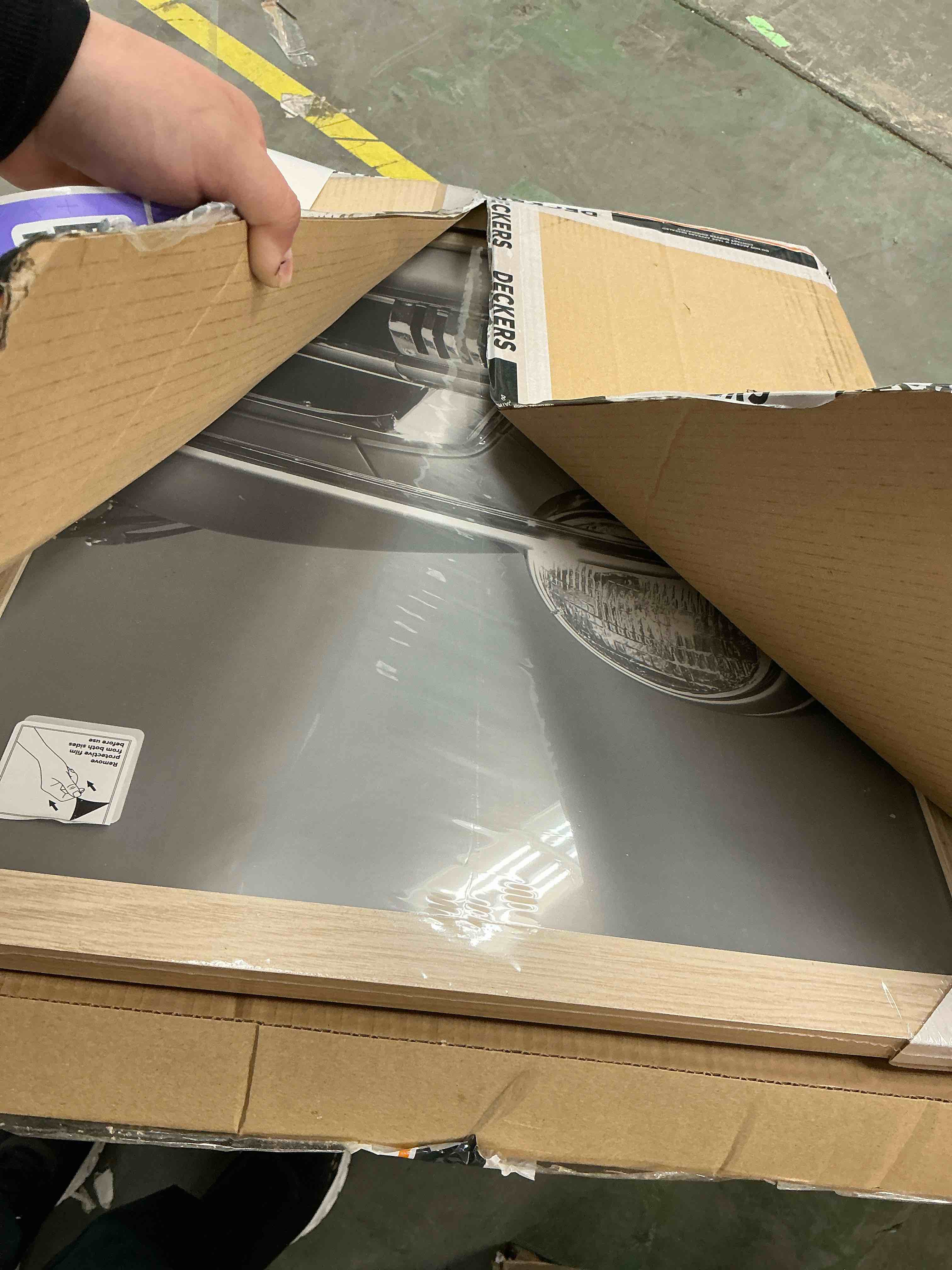 Condition photo showing New/Like New for americanflat 18x24 poster frame with polished plexiglass - wide picture frames made of engineered wood for vertical or horizontal wall display - epic collection - natural oak natural oak 18x24