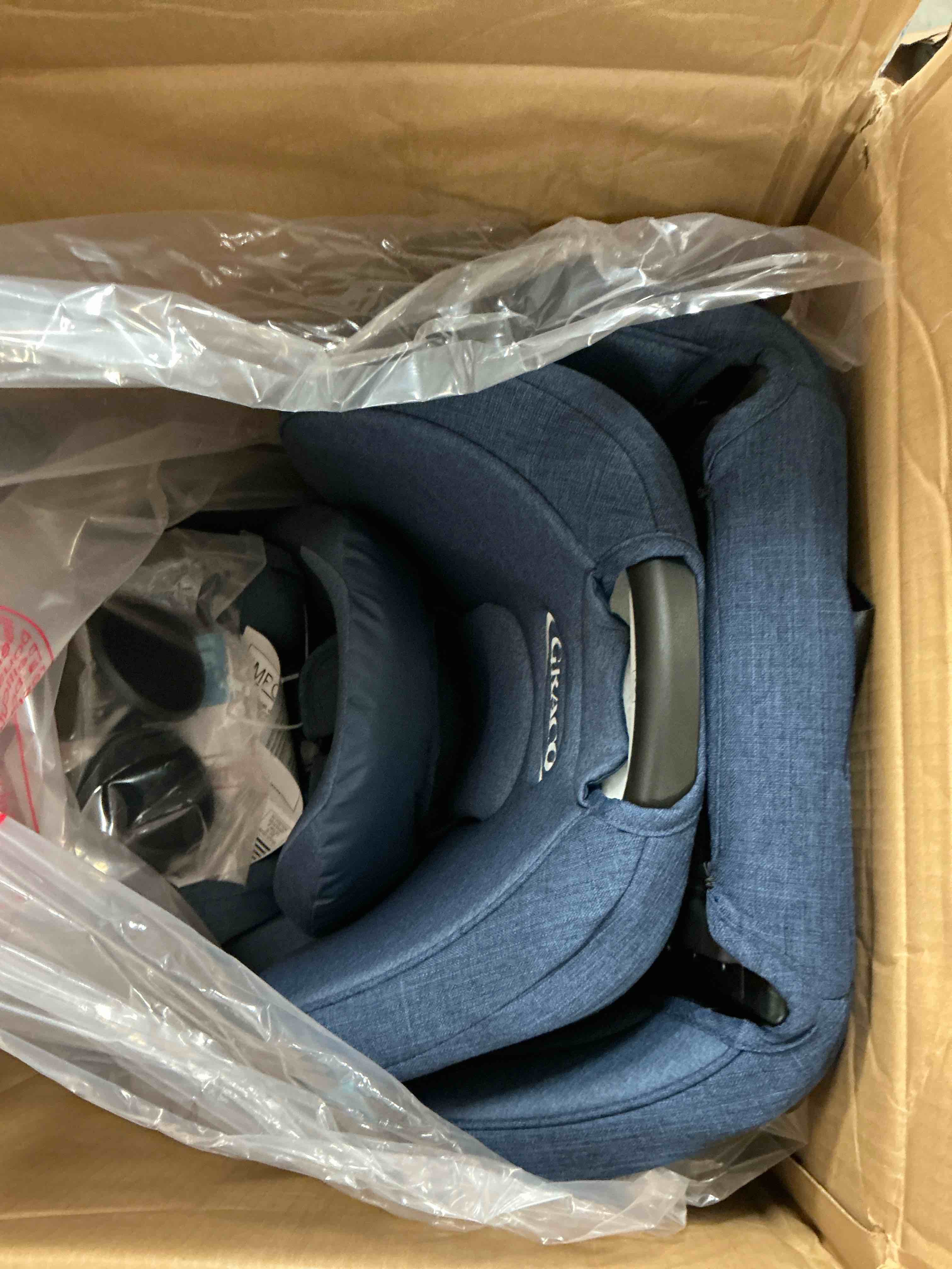 Condition photo showing New/Like New for graco turn2me 3-in-1 rotating convertible car seat, brighton, rear-facing rotation, forward-facing mode, highback booster up to 100 lbs, adjustable headrest & harness, steel reinforced frame turn2me 3-in-1 brighton 2.0