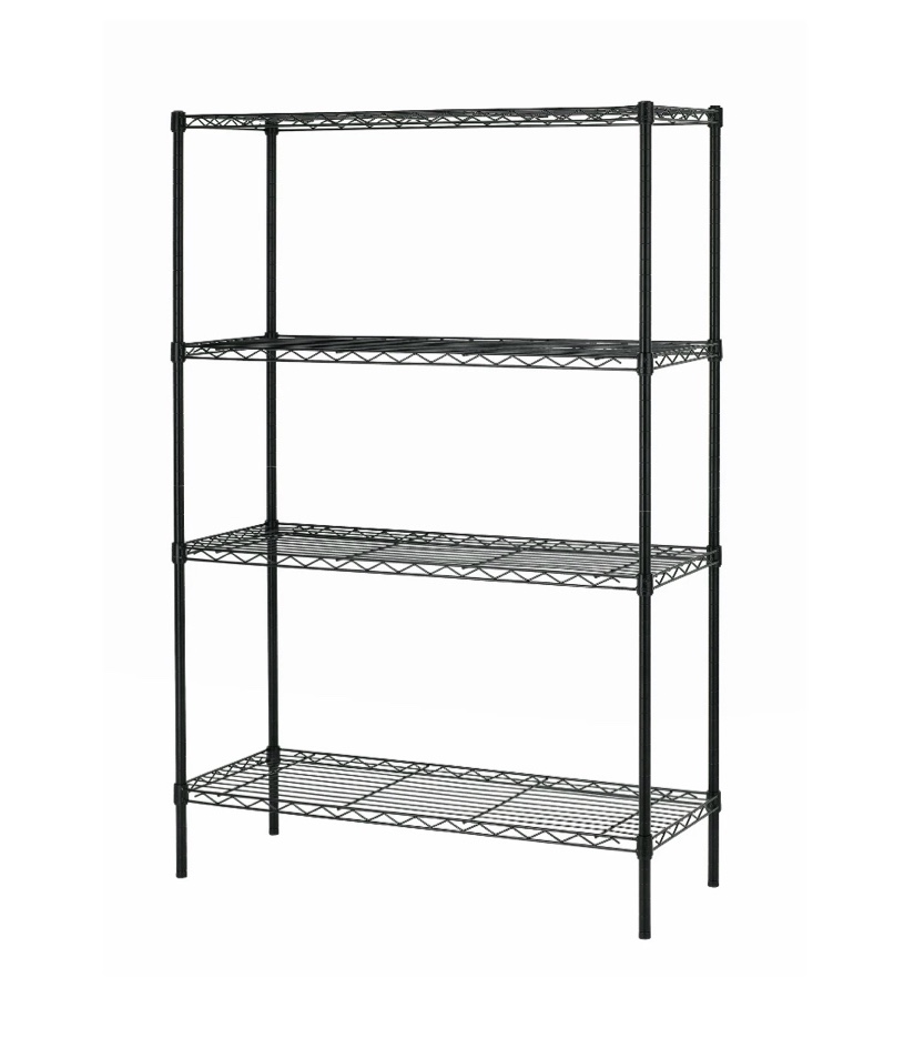 BestOffice 4 Shelf Wire Shelving Unit Garage NSF Wire Shelf Metal Storage Shelves Heavy Duty Height Adjustable for 1000 lbs Capacity Black