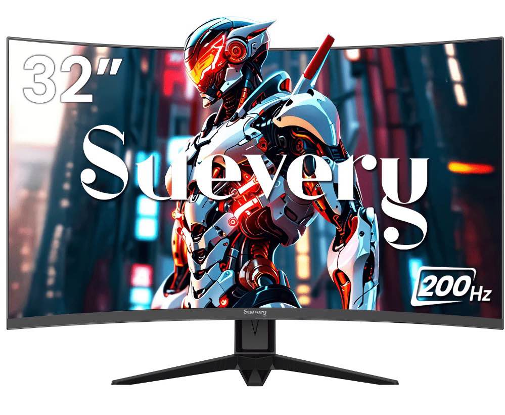 Suevery 32" 200Hz Curved Gaming Monitor, FHD/1920*1080P Computer Monitor, 120 %sRGB, Freesync, HDMI/DP-Black