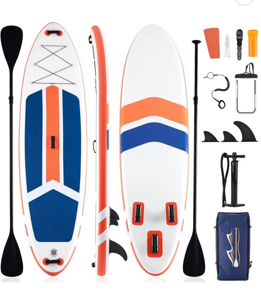 Edx Inflatable Stand Up Paddle Boards 10 ft 5 in with Premium SUP Paddle Board Accessories, Wide Stable Design, Non-Slip Comfort Deck for Youth & Adults?blue orange