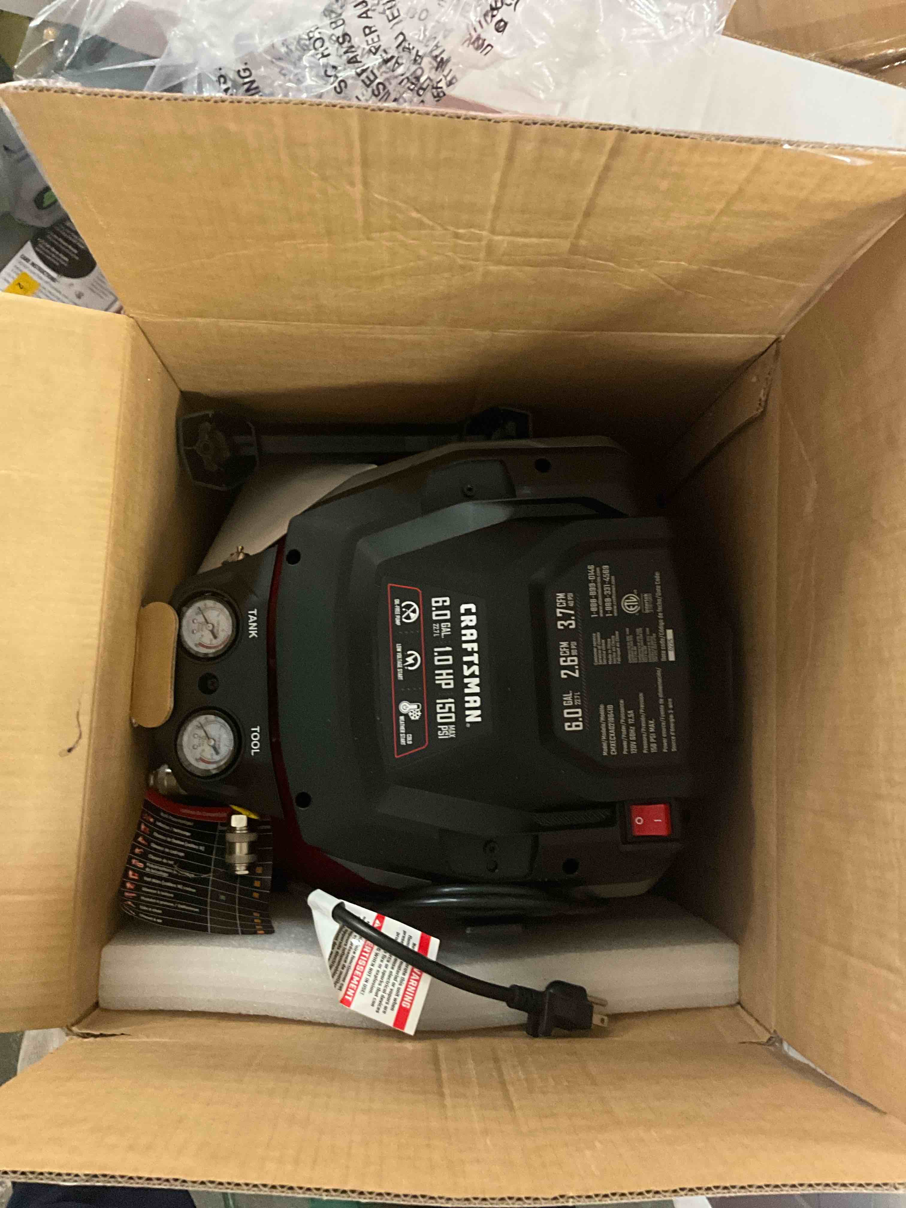 Condition photo showing Good Condition for craftsman 6-gallon portable electric 150 psi pancake air compressor