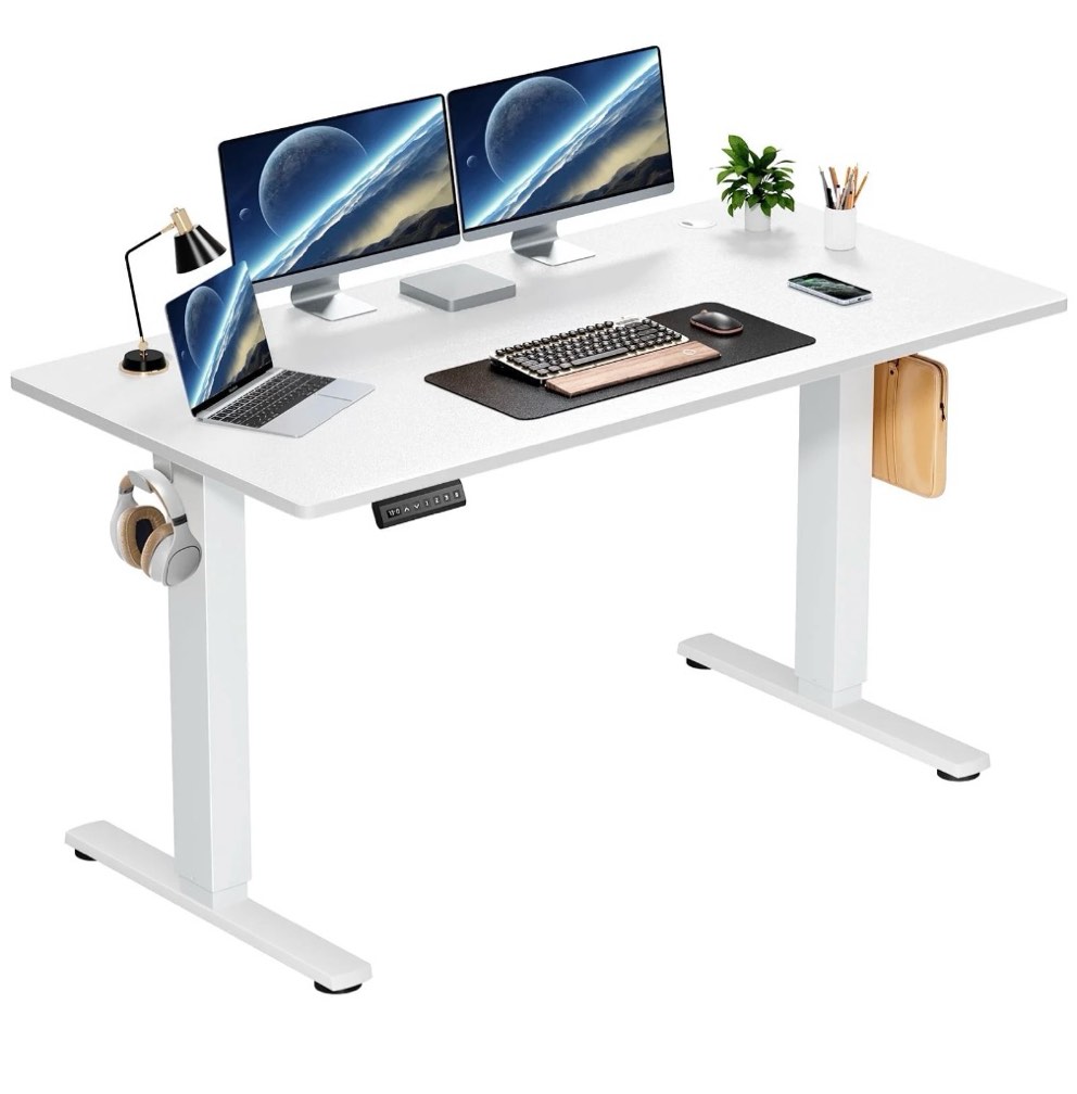 edx Electric Standing Desk, Height Adjustable Desk, 55 x 24 Inches Ergonomic Stand up Desk with Memory Preset and T-Shaped Metal Bracket for Home Office