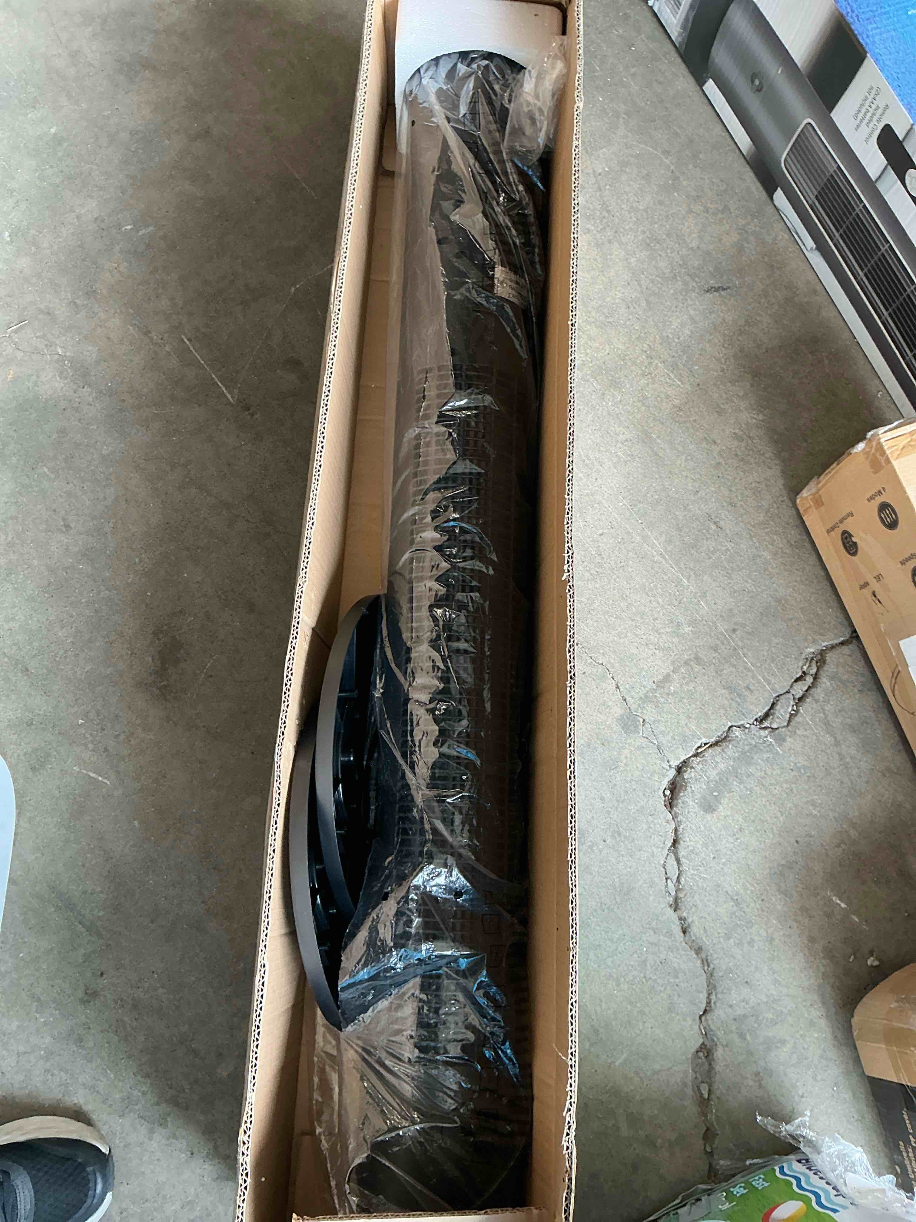 Condition photo showing As Is for qunler 45 tower fan with remote oscillation 8 speeds 4 modes and 12h timer ultra quiet standing fan for bedroom office home black