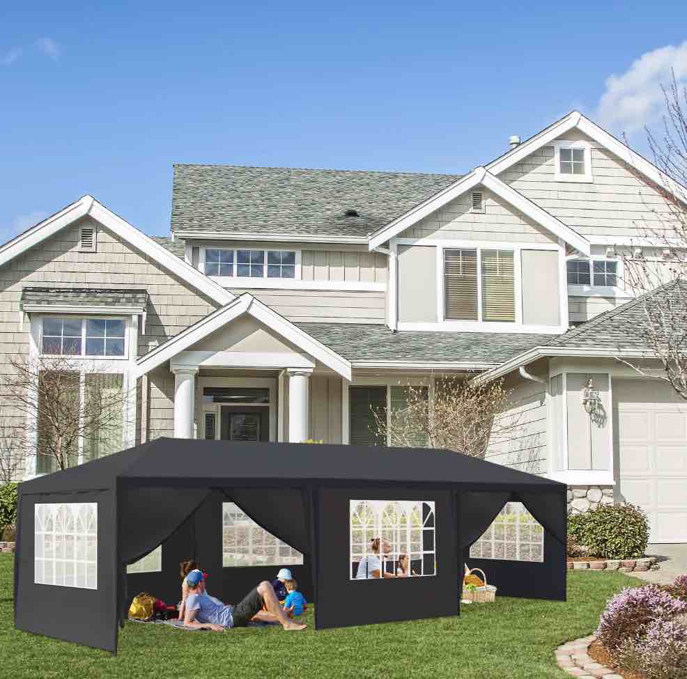 Condition photo showing New/Like New for ktaxon 10' x 30' canopy waterproof party tent outdoor tent 8 sides black