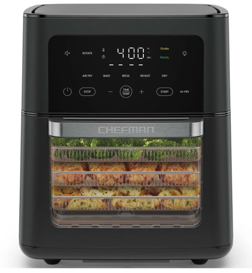 chefman 13-quart multifunctional air fryer+ with 5 cooking functions – black