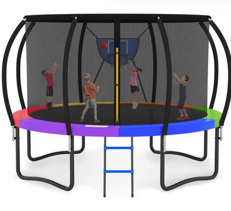 gvdv 16' outdoor recreational trampoline, backyard pumpkin trampoline for kids & adults (( box 2 of 2 ))