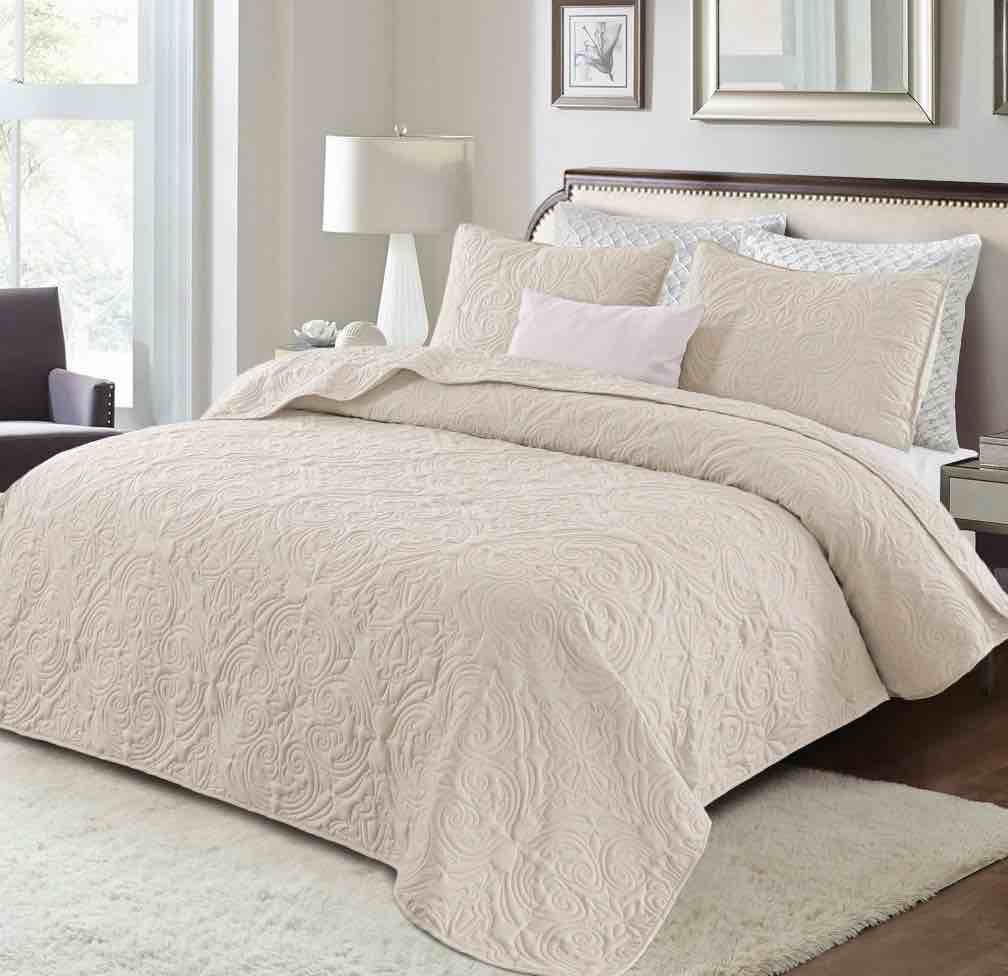 exclusivo mezcla queen quilt bedding set, lightweight vintage queen size quilts with pillow shams, soft bedspreads coverlets for all seasons (96"x90", brich beige)