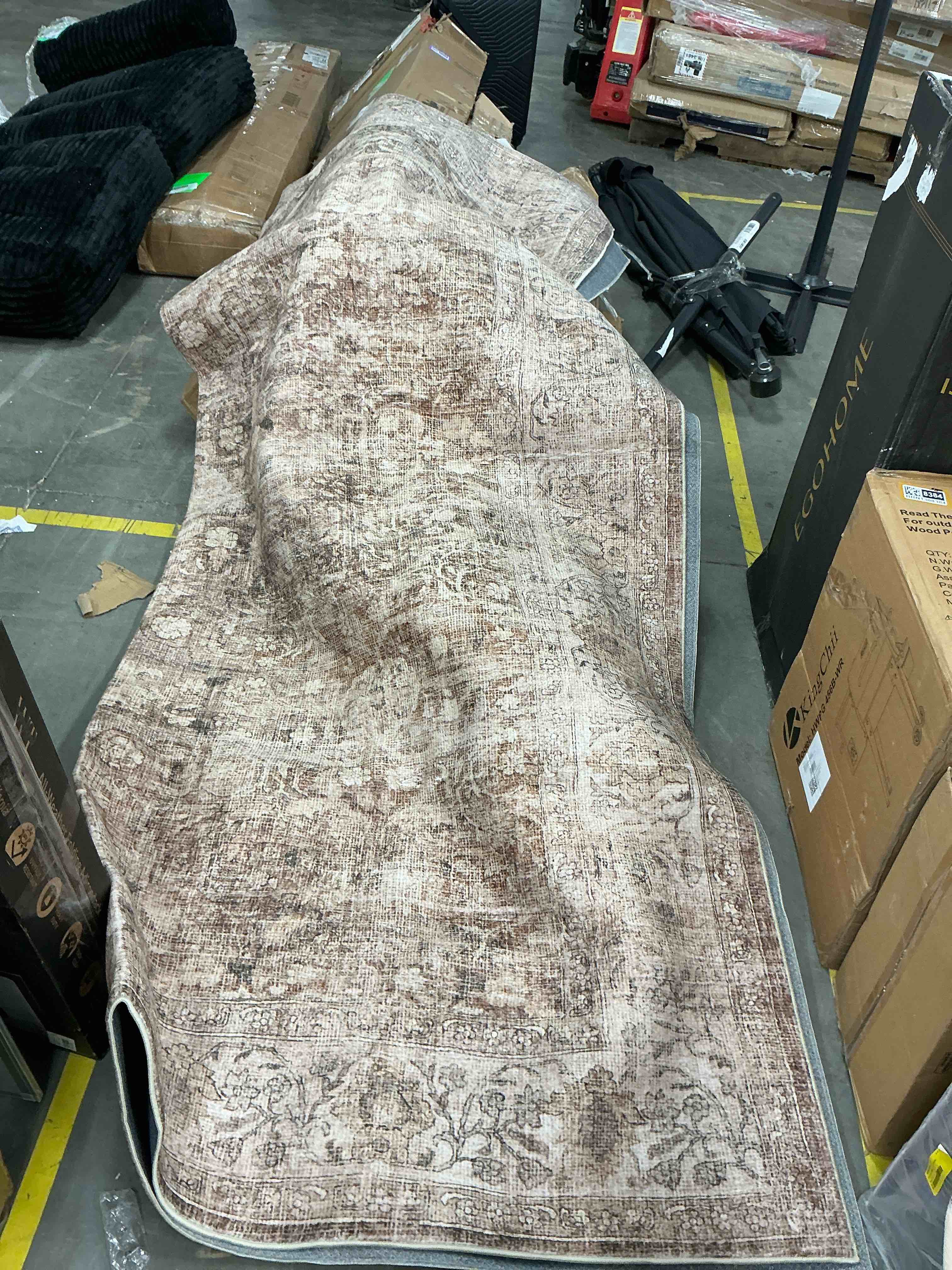 Condition photo showing Good Condition for berthmeer vintage large area rugs 8’x10' clearance for living room bedroom office dining room farmhouse oriental rugs non slip traditional distressed rugs,red brown