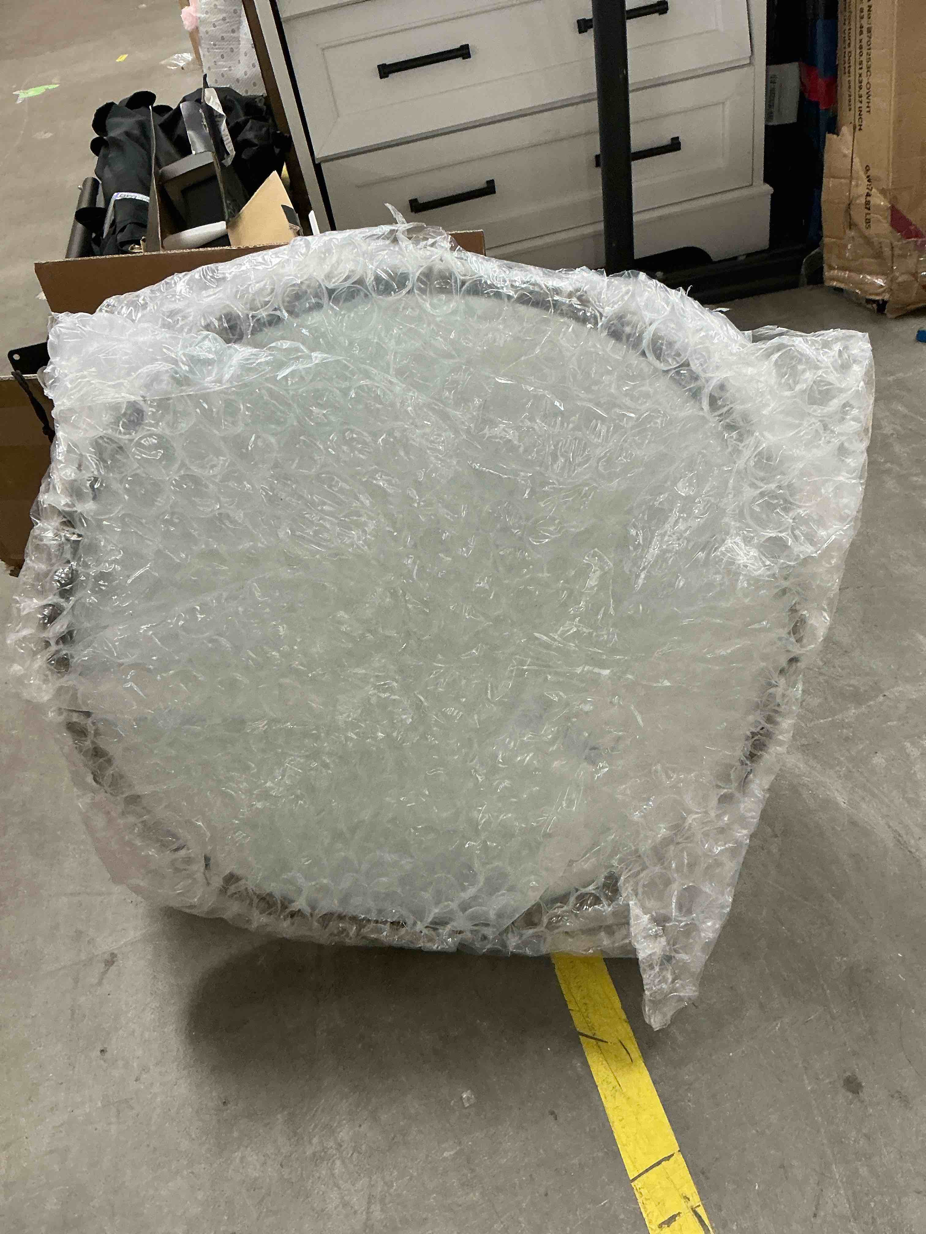 Condition photo showing Good Condition for beautypeak 24" round bathroom mirror vanity mirror wall mounted with beaded frame,gold 24" x 24"