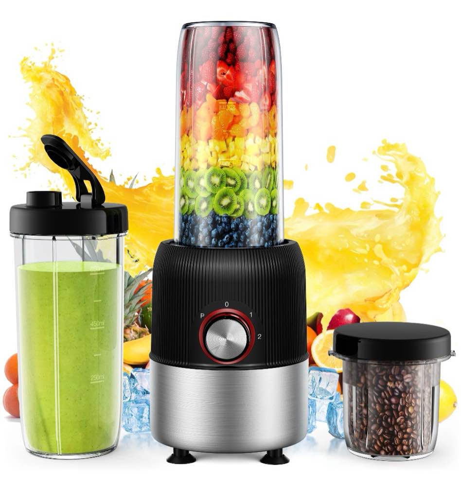 suodoka 2-in-1 multipurpose blenders for smoothies with 22oz no-bpa portable bottle  coffee/spices jar bottle for grinder  new