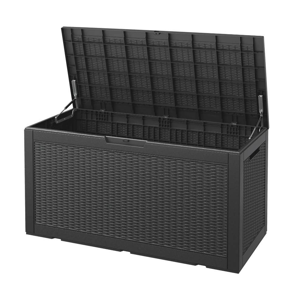 bifanuo 100 gallon deck box lockable resin outdoor storage box waterproof outdoor container for patio furniture cushions  pillow