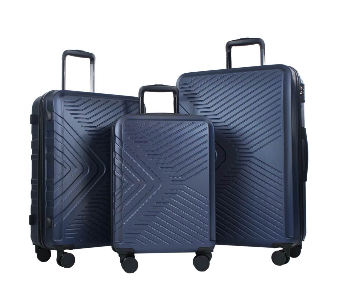 travelhouse 3 piece hardshell luggage set hardside lightweight suitcase with tsa lock spinner wheels 20in24in28in.(navy blue)