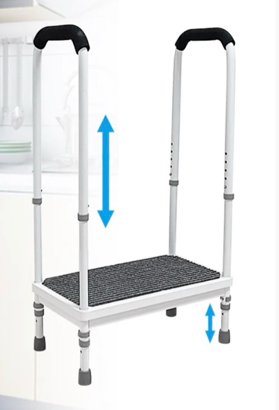step stool with handle for elderly medical step stools seniors handicap safety wide platform metal step ramp for adults foot stool with handle fall prevention devices stair assist helper (400 lbs)