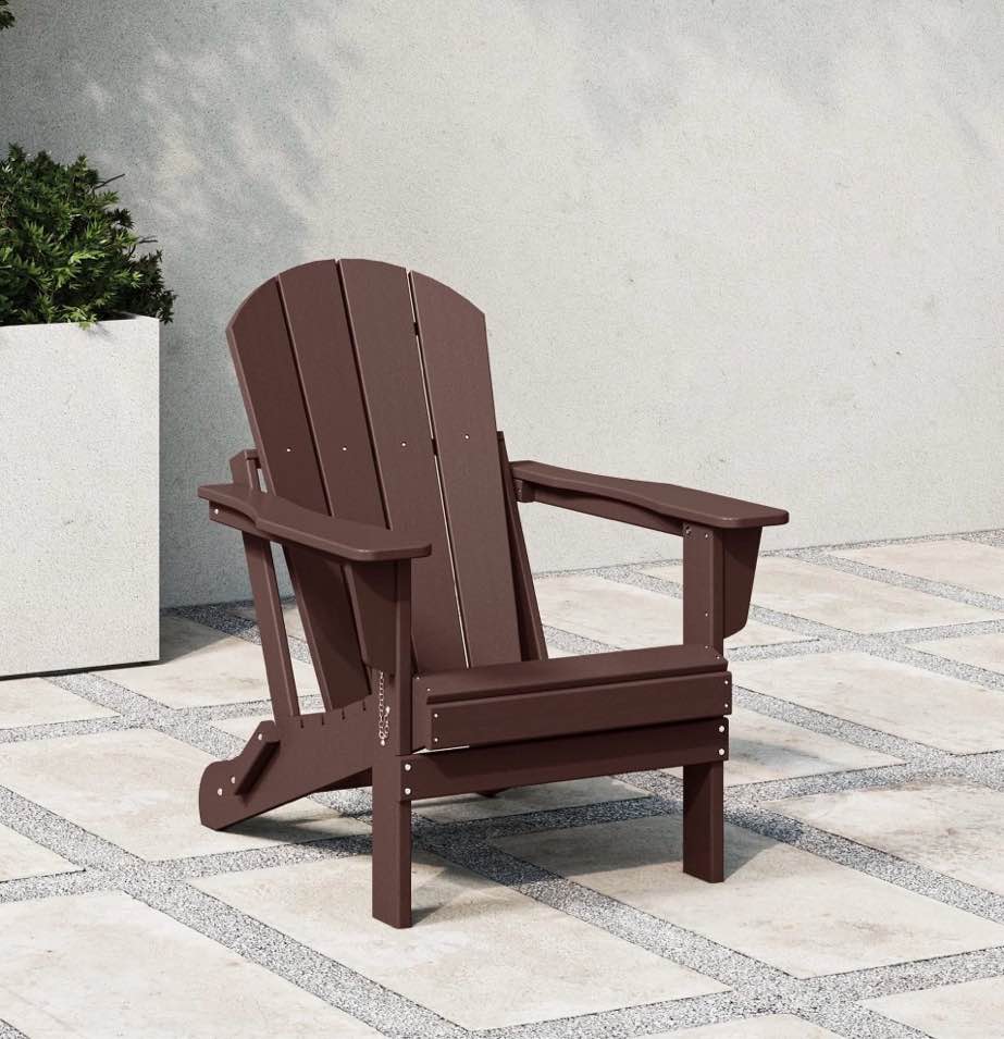 westintrends outdoor folding hdpe adirondack chair patio seat weather resistant dark brown