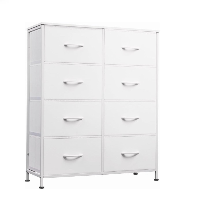 wlive fabric dresser for bedroom, tall dresser with 8 drawers, storage tower with fabric bins, double dressers, chest of drawers for closet, playroom, dormitory, white