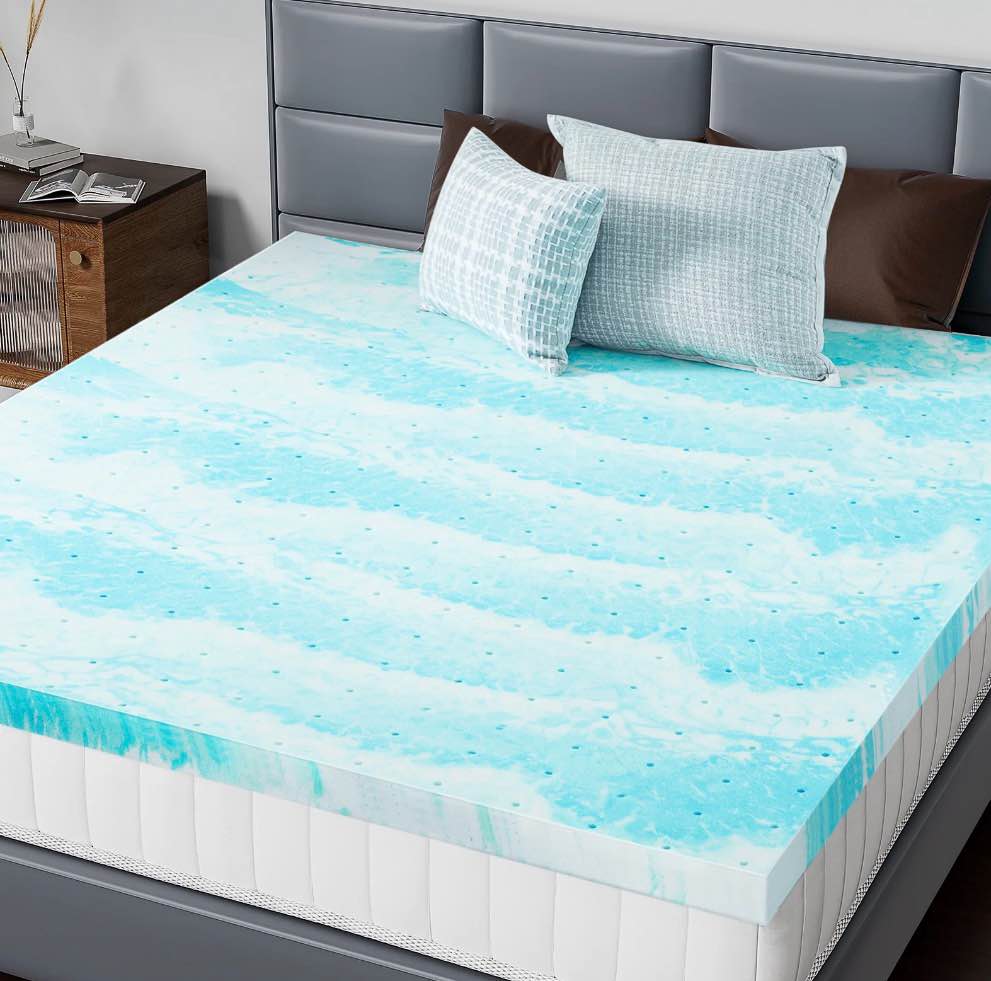 concetta 4 inch twin size memory foam mattress topper with cooling gel, pressure relief for back pain, comfort bed topper, certipur-us certified?blue