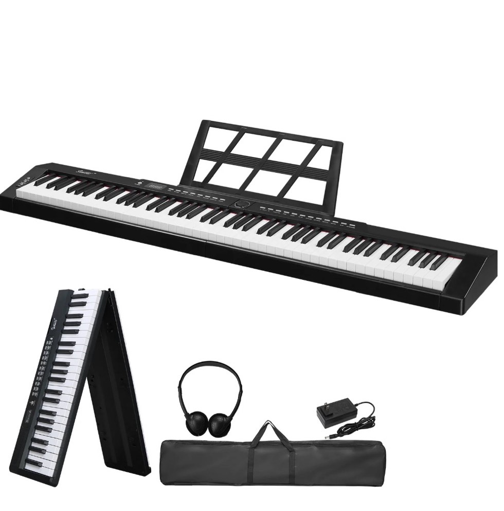 Glarry 88-Key Digital Piano Keyboard with Bluetooth, Foldable Electric Piano, for Beginner, Kids, Adult
