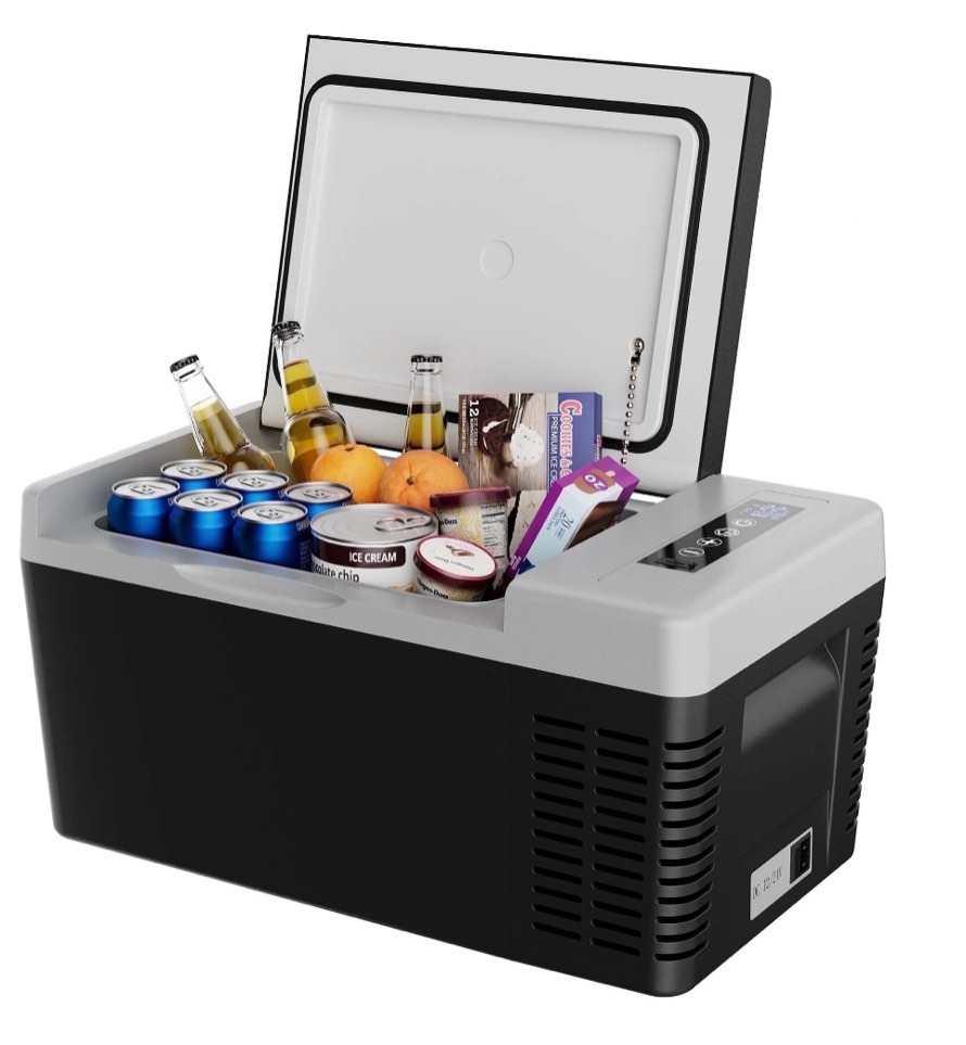 Simzlife 12 Volt 19QT(18L) Portable Car Refrigerator -4?~50? 12/24V DC & 110-240V AC Mini Fridge for RV Camping Travel Truck Home Black
