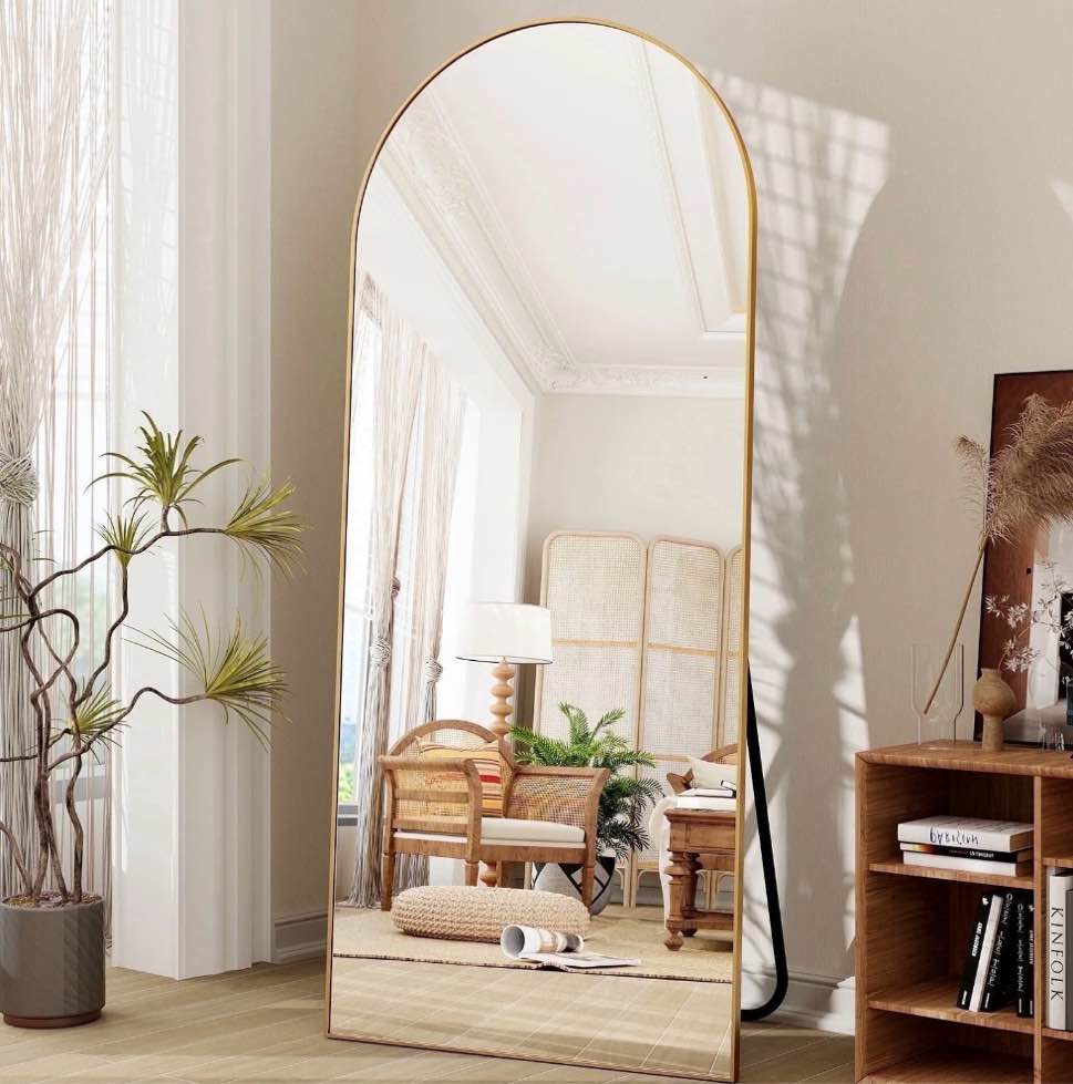Beautypeak 71"X27" Oversized Arched Full Length Mirror Floor Mirrors For Leaning Standing, Gold 71" X 27"