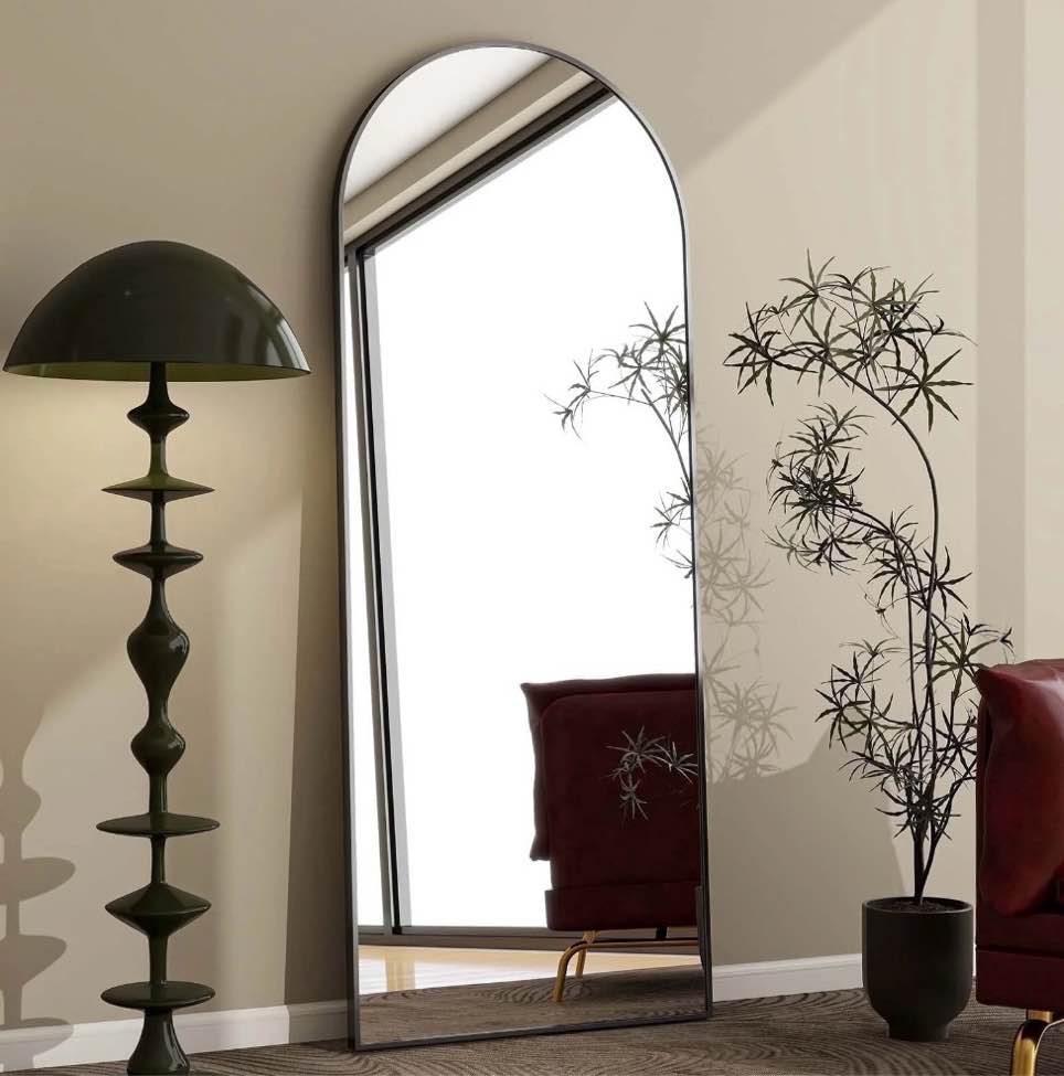 BEAUTYPEAK 65.1"x 25" Arched Full Length Floor Mirror Full Body with Stand,Black