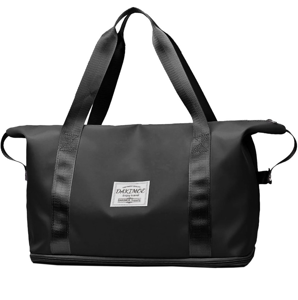 dakimoe weekender bags for women  travel bag carry on gym bag  travel duffle bag with wet dry pocket/front phone pocket/trolley sleeve pocket  black