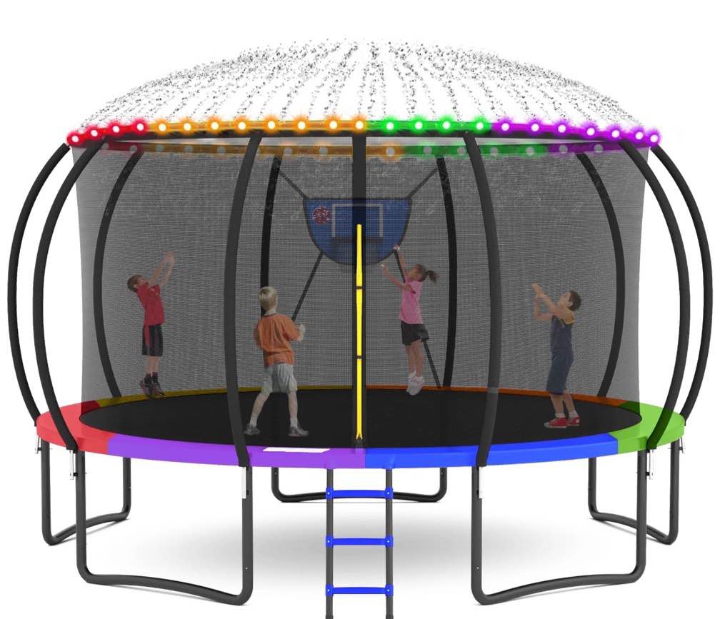 gvdv outdoor trampoline, 16' backyard recreational trampoline with enclosure for kids & adults (( box 1 of 2 )