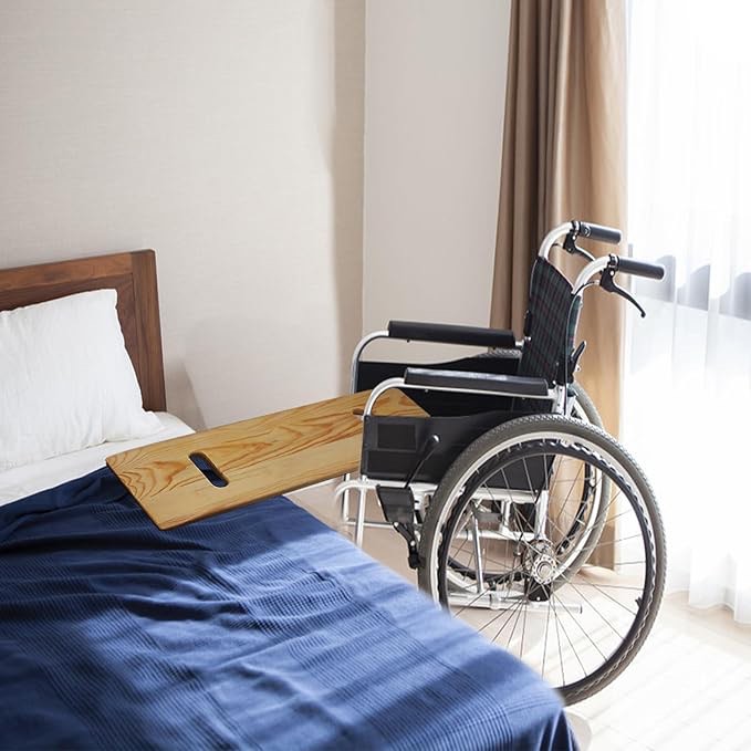 dmi transfer board and slide board fsa eligible made of heavy-duty wood for patient senior and handicap move assist and slide transfers holds up to 440 pounds 2 cut out handles 30 x 8 x 1