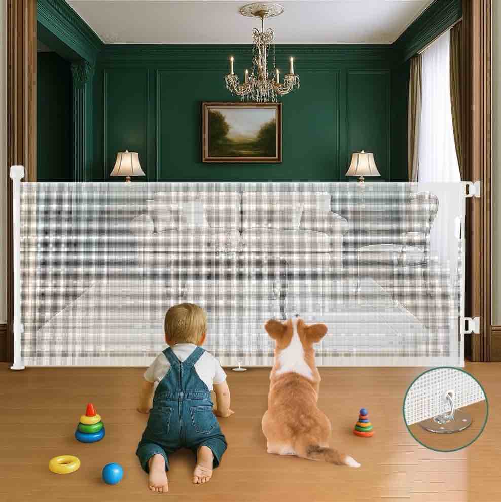 BEBANG Retractable Baby Gate Extra Wide, 71" Retractable Dog Gate for Stairs, Doorways, Hallways, Indoor and Outdoor