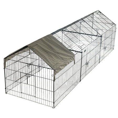 Geetinfly 130Inches Metal Chicken Coop with Waterproof Cover Chicken Run Pen for Yard Outdoor Portable Hen House Large Animal Cage with 4 Doors for