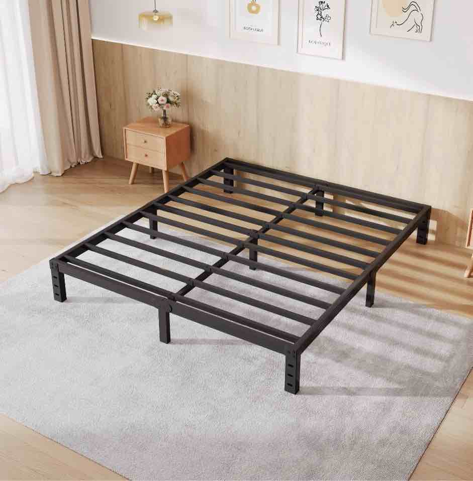 Comasach 12 Inch Full Bed Frame, Easy Assembly, Heavy Duty Metal Platform, Noise Free, Black Full