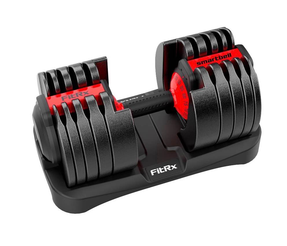 FitRx SmartBell XL, 90lb Adjustable Dumbbell Set with Quick-Select Weights for Home Gym