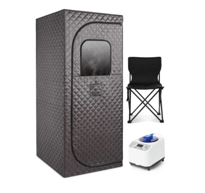 naipo portable steam sauna box for home spa  indoor sauna tent with 3l 1000w steamer remote control and foldable chair  2.6’x 2.6’x 6’