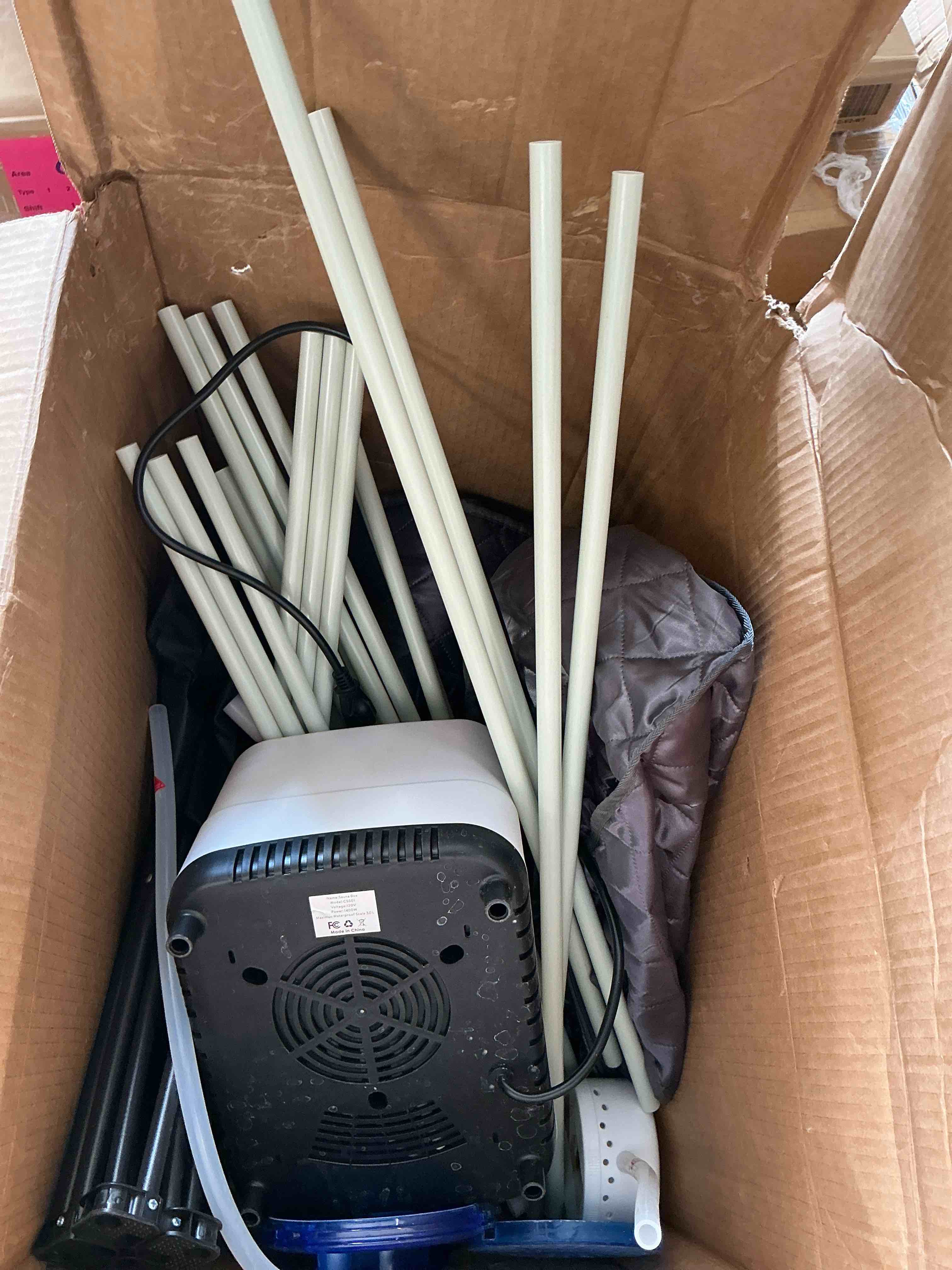 Condition photo showing Good Condition for naipo portable steam sauna box for home spa indoor sauna tent with 3l 1000w steamer remote control and foldable chair 2.6’x 2.6’x 6’