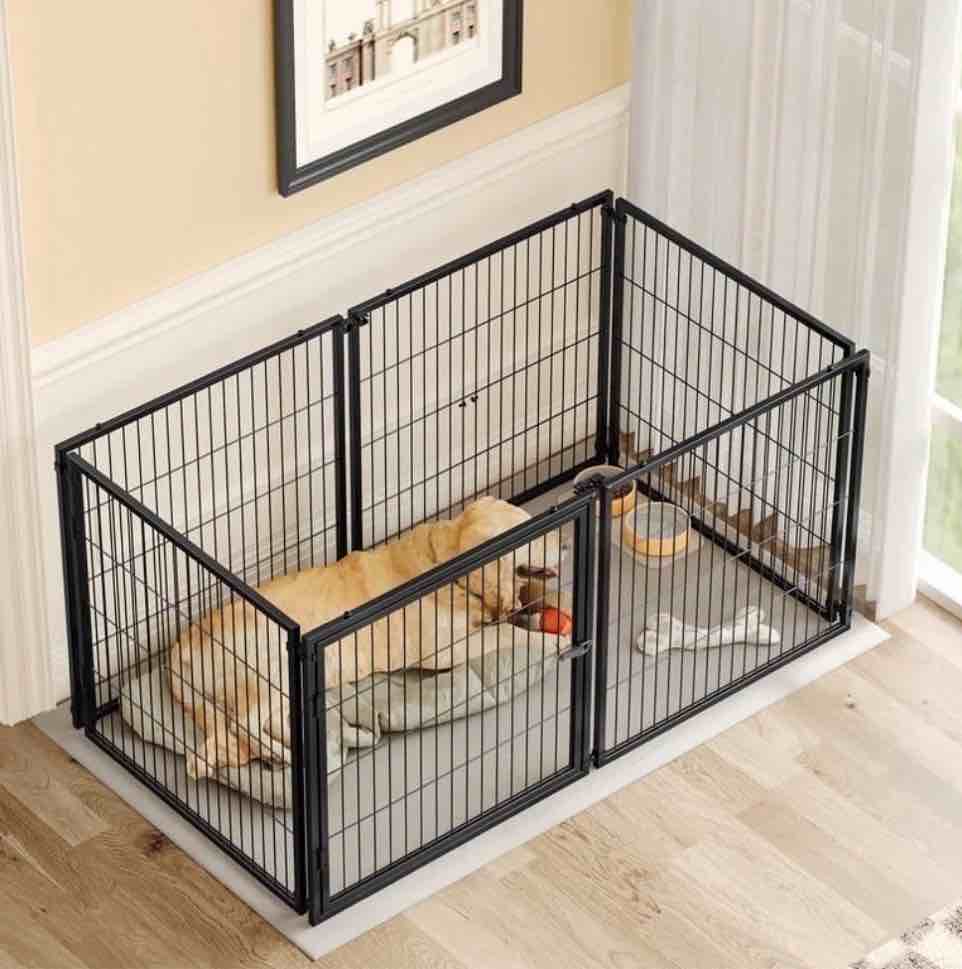 large dog cage 64" dog kennel for medium dogs puppy dog playpen with top, pet cage, indoor, black.63.7"l x 34.2"w x 31.7"h.