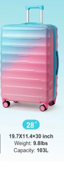 Condition photo showing As Is for zimtown hardshell luggage 1 piece gradient color suitcase with tsa lock spinner wheels pink+blue  (  28” only ) 