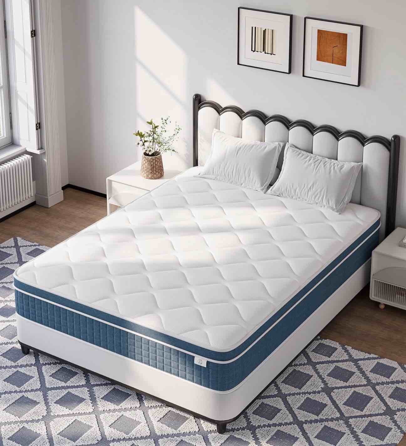 10" twin mattress,memory foam & spring hybrid mattress twin size,medium feel,breathable comfort pressure relieving for guest bedroom - individual pocket