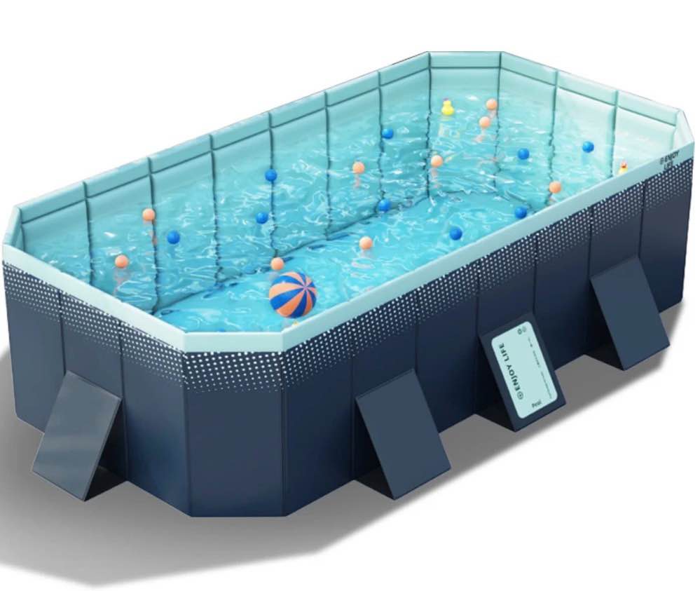 hurber foldable swimming pool large non-inflatable adults kids outdoor pools blue 113 x 66 x 20
