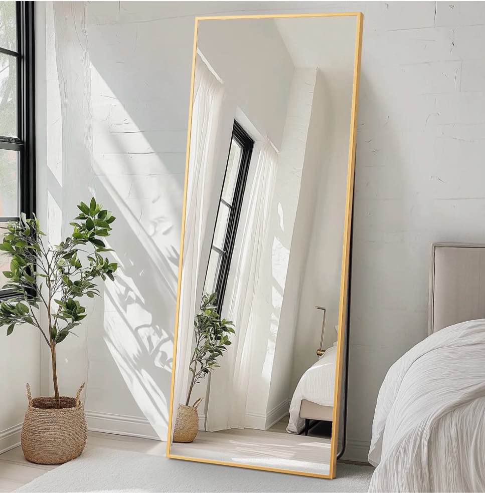concetta 26 x71  rectangle full length mirror  full body standing mirror floor mirror  gold